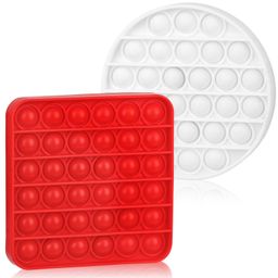 Fiddlerz Square and Round Shaped Pop Bubble Stress Relieving Silicone Pop It Fidget Toy Pack of 2 - Multicolor-17
