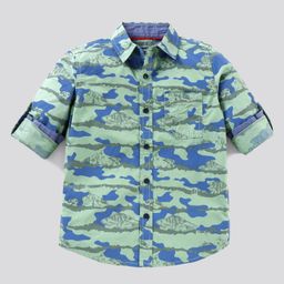 Pine Kids Full Sleeves Shirt Camouflage Print - Green Blue-image-17
