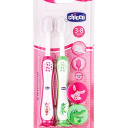 Chicco Ultra Soft Bristles Toothbrush Croc & Bunny Print Pack of 2 - Green & Pink-image-71