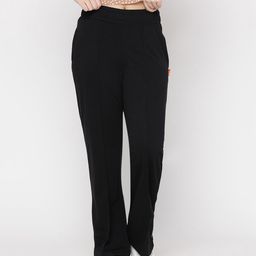 Lil Tomatoes Cotton Looper Solid Flared Track Pant  - Black-picture-7