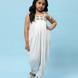 BIBA Viscose Sleeveless Floral Embroidered Jumpsuit - White-picture-6
