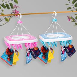 Kuber Industries Cloth Drying Hanger with 36Clips Pack of 2 - Blue & Pink-picture-23