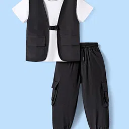 Ollington St. Taffeta Jacket & Joggers Set with Knit Half Sleeves T-Shirt - Black & White-picture-37