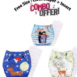 Butterthief Printed Reusable Cloth Diapers with insert For New Born Baby (3 Diapers and 3 Organic Cotton Absorber) Pack of 3-19
