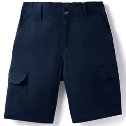 Pine Kids Cotton Elastane Woven Above Knee Length Solid Colour Shorts - Navy Blue-picture-36