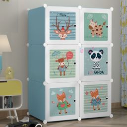 Butterthief Cartoon Printed Collapsible Wardrobe, 6 Cubes Almirah for Kids & Toddlers - Blue-image-71