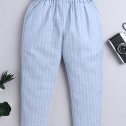 BAATCHEET Cotton Linen Woven Striped Pant - Blue-image-99