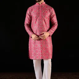 Anouk Pink Geometric Gotta Patti Embroidered Mandarina Collar straight Kurta-picture-29