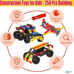 FunBlast Building & Assembling Play Set with Screw Driver  250 Pcs Construction Toys image 2