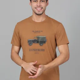 Cantabil Men Graphic Printed Round Neck Cotton T-shirt-image-10