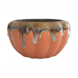 Urbanroots Peach & Brown Ceramic Pumpkin Planter-picture-12