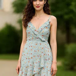 DressBerry Women Floral Printed Ruffled Dress-image-16