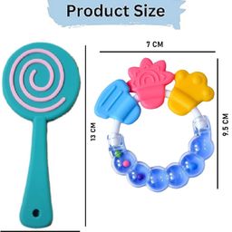 Enorme Silicone Lolipop Shape Multicolor Teething Soft Teether and and Round Shape BPA Free Silicone Bell Teether Ring for Babies image 3