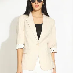 SHOWOFF Women Tailored Fit Cotton Single-Breasted Blazer-picture-18