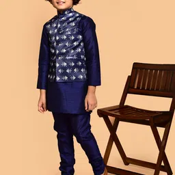 PRINTINDIA Boys Mandarin Collar Three-Quarter Sleeves Kurta & Churidar & Nehru Jacket-image-93