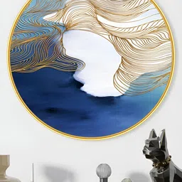 SAF Blue & Gold-Toned Abstract Synthetic Wood Wall Paintings-image-91