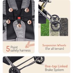 Bonfino Breeze Lite Stroller with Linen Fabric and Reversible Handle - Grey image 5