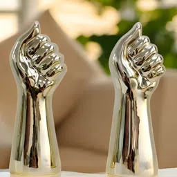 Art Street Brown 2 Pieces Ceramic Hand Shaped Showpiece-image-86