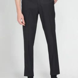 Arrow Black Regular Fit Self Pattern Trousers-image-27