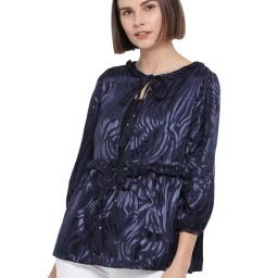 Oxolloxo Navy Glenton Printed Shelly Shrug-image-72
