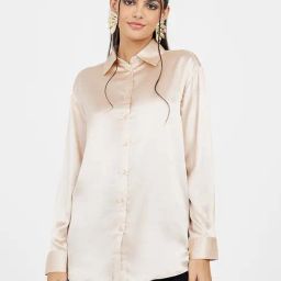 Styli Longline Satin Collared Shirt-image-10