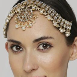 Oomph Gold Kundan and Pearls Traditional Wedding Bridal Matha Patti-image-71