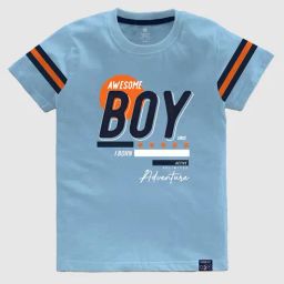 Codez Kids Sky Blue Printed T-Shirt-image-93