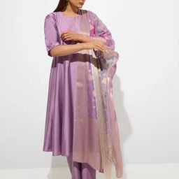 Vark by Westside Lilac Floral Design A-Line Ethnic Set-image-30