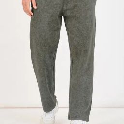 Styli Olive Cotton Relaxed Fit Solid Trackpant-image-45