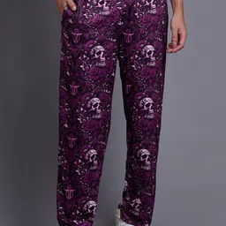 GO DEVIL Men Floral Printed Original Loose Fit High-Rise Joggers Trousers-image-57