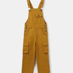United Colors of Benetton Kids Yellow Cotton Regular Fit Dungaree-image-40