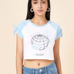 Coolsters by Pantaloons Kids White & Blue Cotton Printed T-Shirt-picture-3