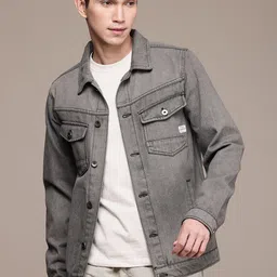 WROGN Pure Cotton Spread Collar Denim Jacket-33