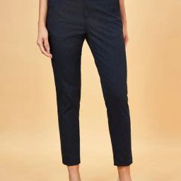 Annabelle by Pantaloons Black Striped Formal Trousers-image-64