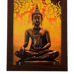 eCraftIndia Multicoloured Spiritual Buddha Satin Framed Wall Art-image-43