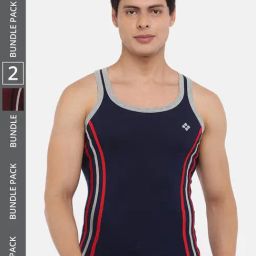 Dollar Bigboss Assorted Cotton Regular Fit Striped Vest - Pack Of 2-picture-10