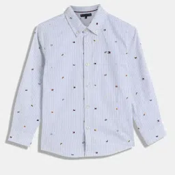 Tommy Hilfiger Kids Breezy Blue Printed Regular Fit Shirt-image-54