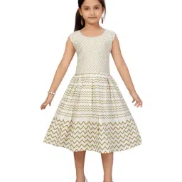 Aarika Kids Cream Cotton Striped Dress-image-22