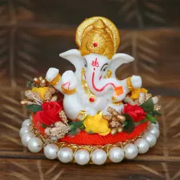 eCraftIndia Lord Ganesha Idol on Decorative Handcrafted Plate for Home and Car-image-86