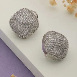 Saraf RS Jewellery White Rhodium Zircon Square Studds Earring-18