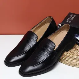 Teakwood Leathers Men's Black Formal Loafers-image-85