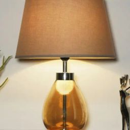 Kapoor Lamp Shades Amber & Pink Glass Fondi Finish Table Lamp-picture-0