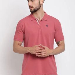 Cantabil Dusty Pink Regular Fit Polo T-Shirt-picture-20
