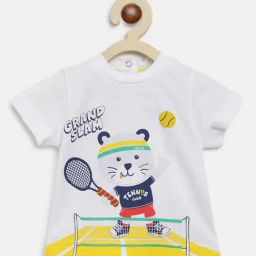 Chicco Kids White & Yellow Printed T-Shirt-image-24