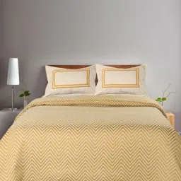 Saral Home Abstract Yellow 155 TC Cotton Double Sized Bed Sheet with 2 Pillow Covers-image-72