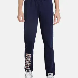Puma Navy Print Cotton Trackpants-image-25