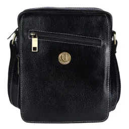 HiLEDER Black Textured Small Leather 8 inch Cross Body Bag-image-82