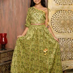 LilPicks Kids Green Printed Lehenga Choli-image-85