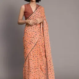 Suta Orange Cotton Printed Saree Without Blouse-image-29