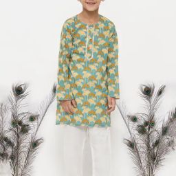 Little Bansi Blue & White Printed 1 Kurta + 1 Pyjamas-picture-49